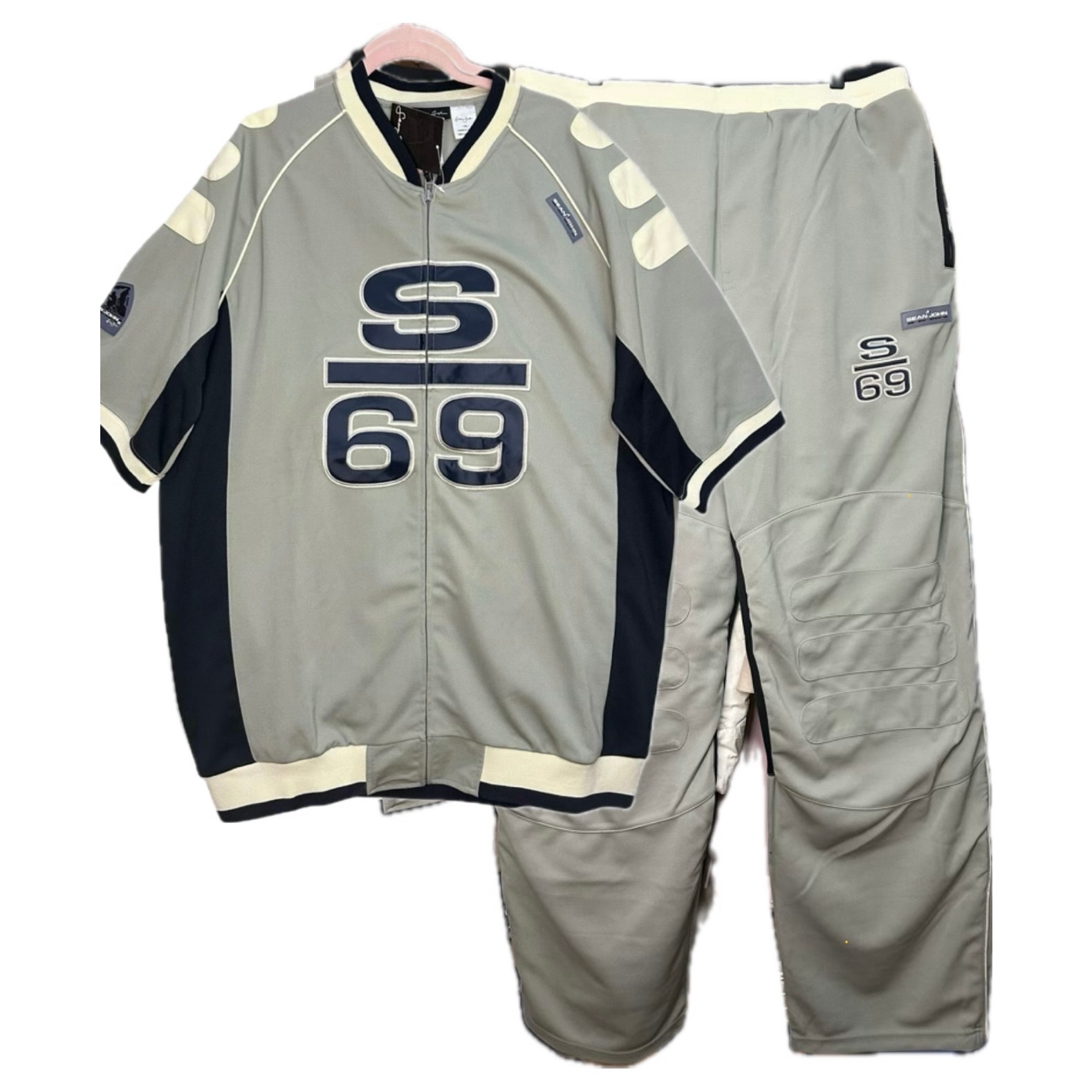 Vintage Sean John Menâs Tracksuit Set Xxl Gray Track Full Zip 69 Ski Team Hiphop